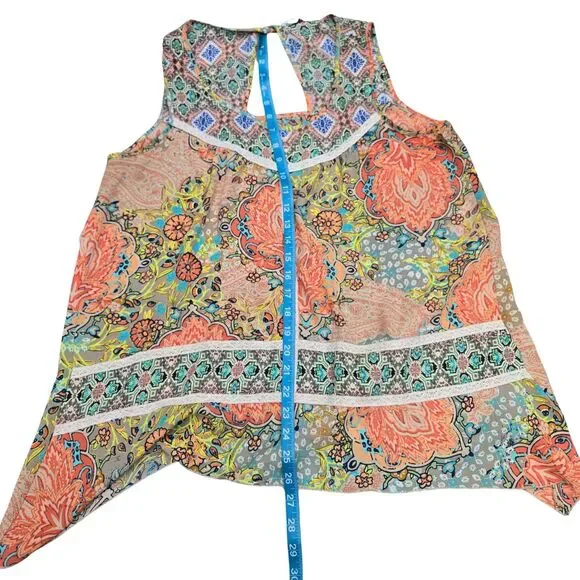 Y2K Flowy Fairycore Dreamy Bohemian Floral Sleeveless Whimsical Feminine Blouse - Picture 4 of 5